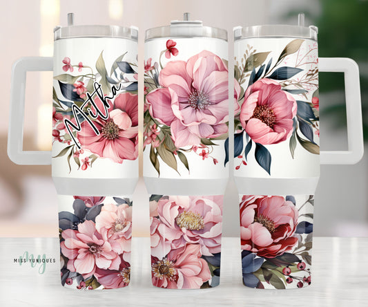 Personalised 40oz Tumbler Pink Floral