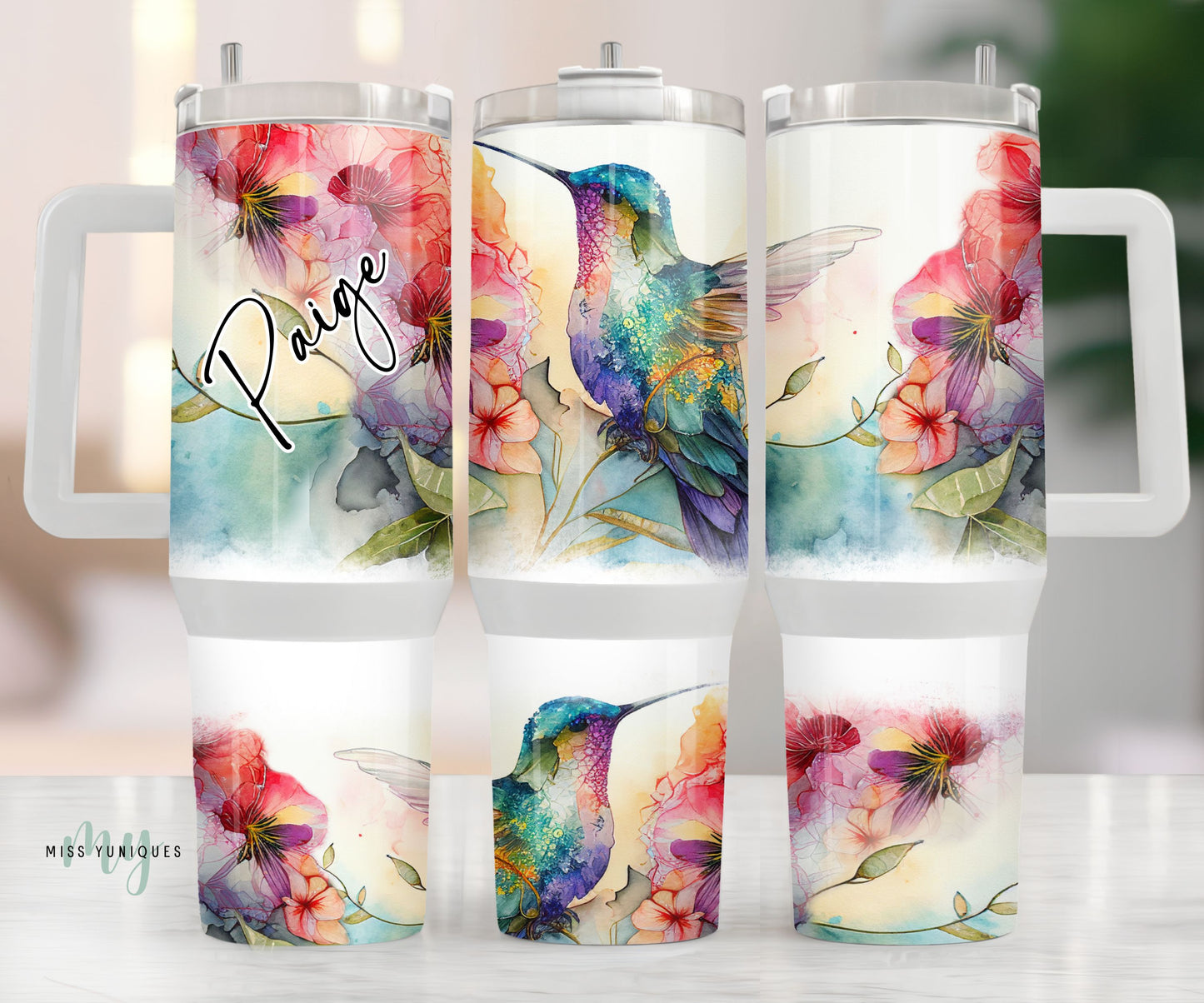 Personalised 40oz Tumbler Colourful Hummingbird