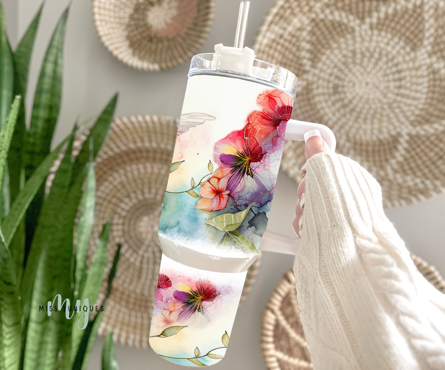 Personalised 40oz Tumbler Colourful Hummingbird