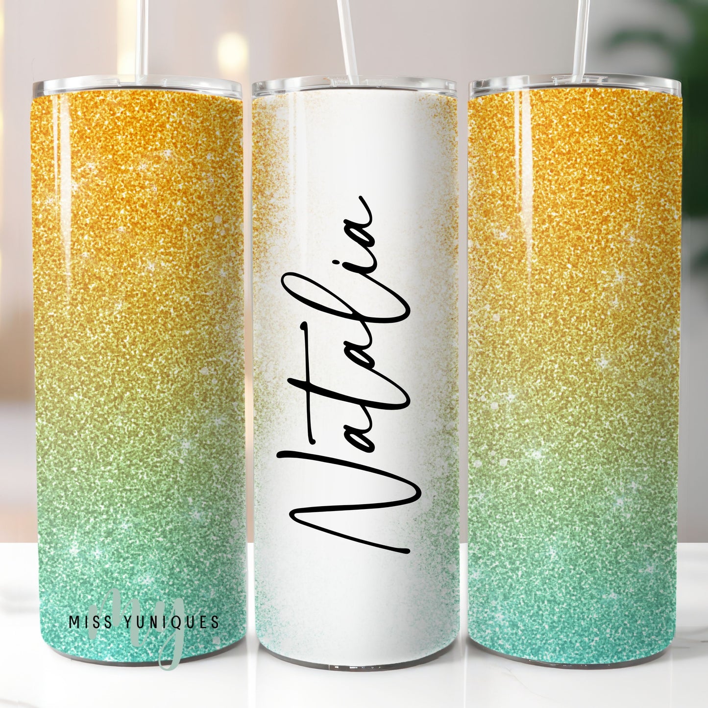 Personalised Glitter Ombre 20oz Skinny Tumbler