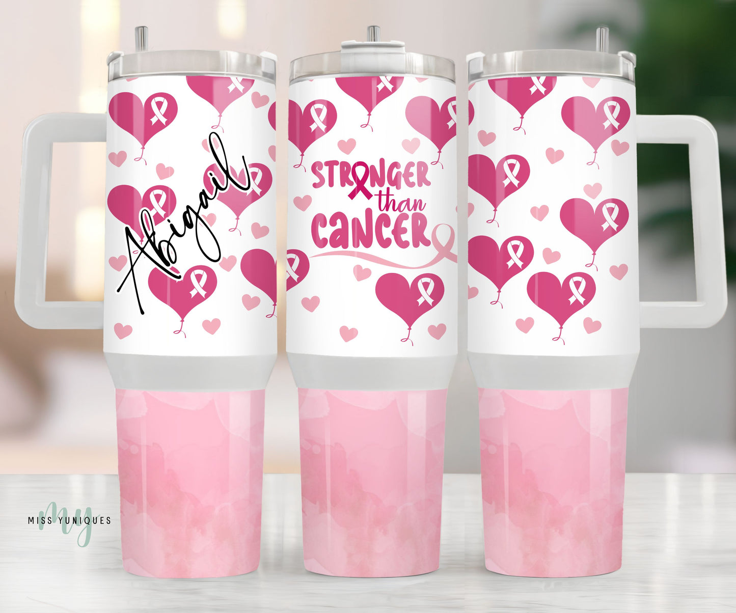 Personalised 40oz Tumbler Pink Cancer