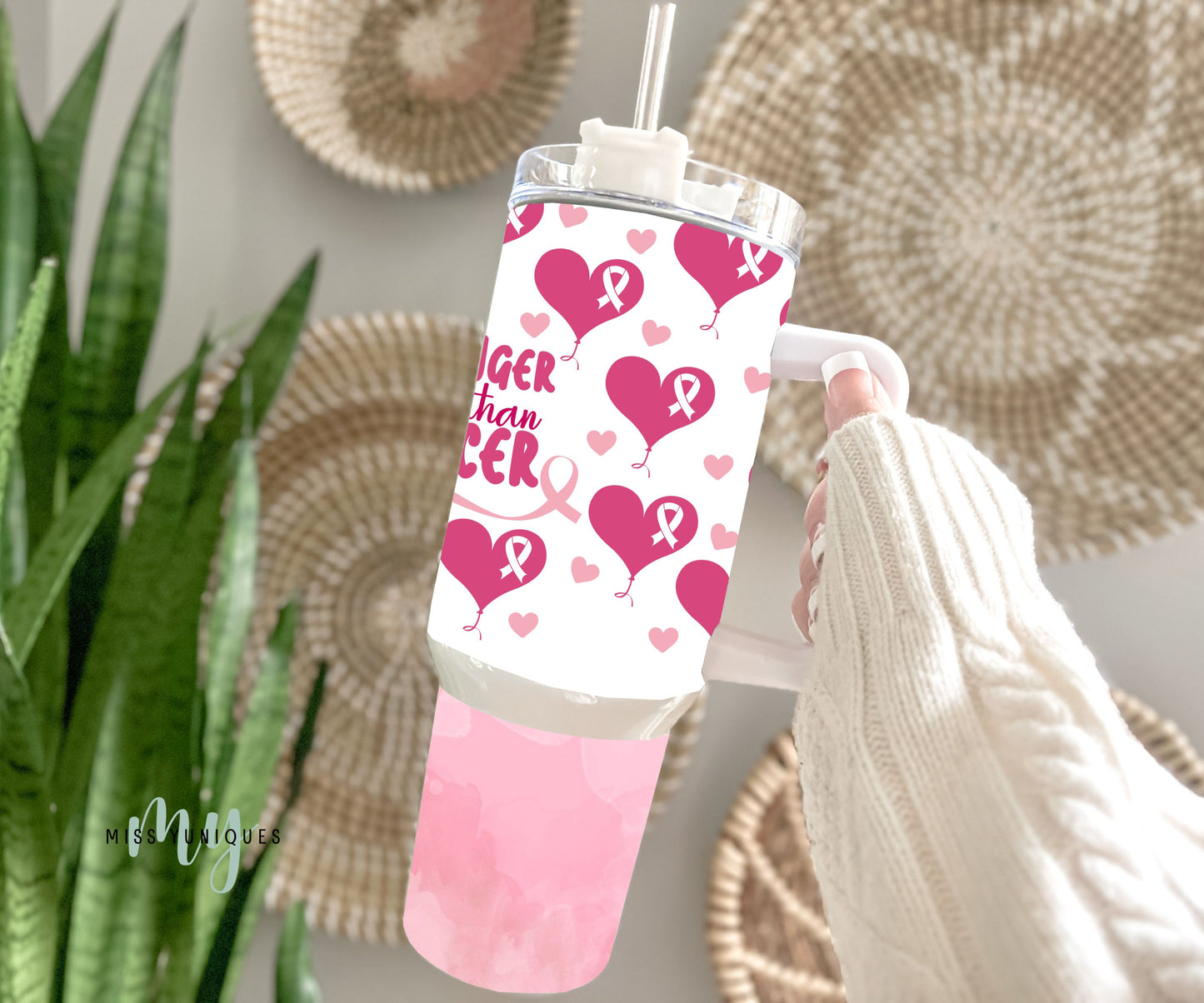 Personalised 40oz Tumbler Pink Cancer