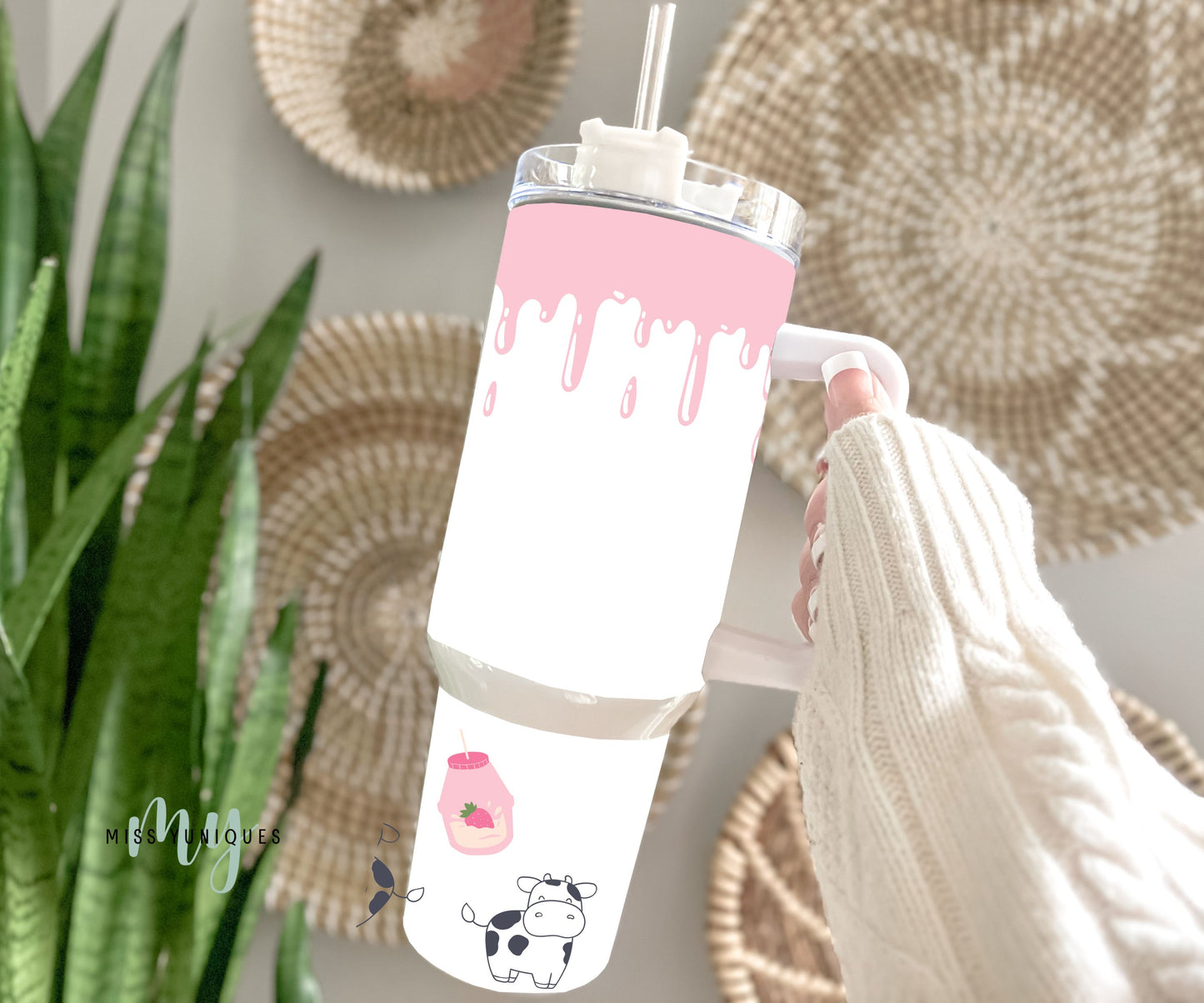 Personalised 40oz Tumbler Pink Cow