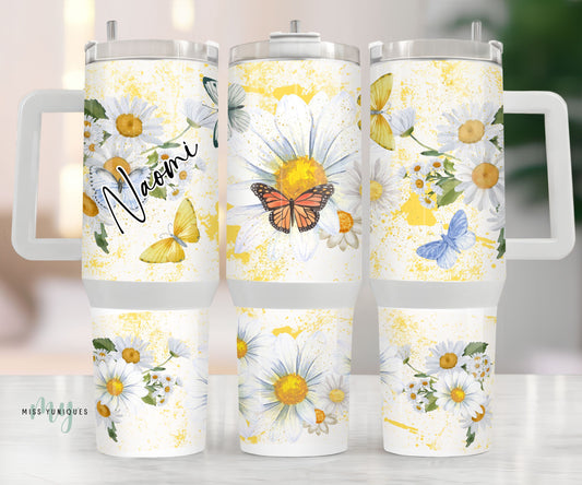 Personalised 40oz Tumbler Yellow Daisy