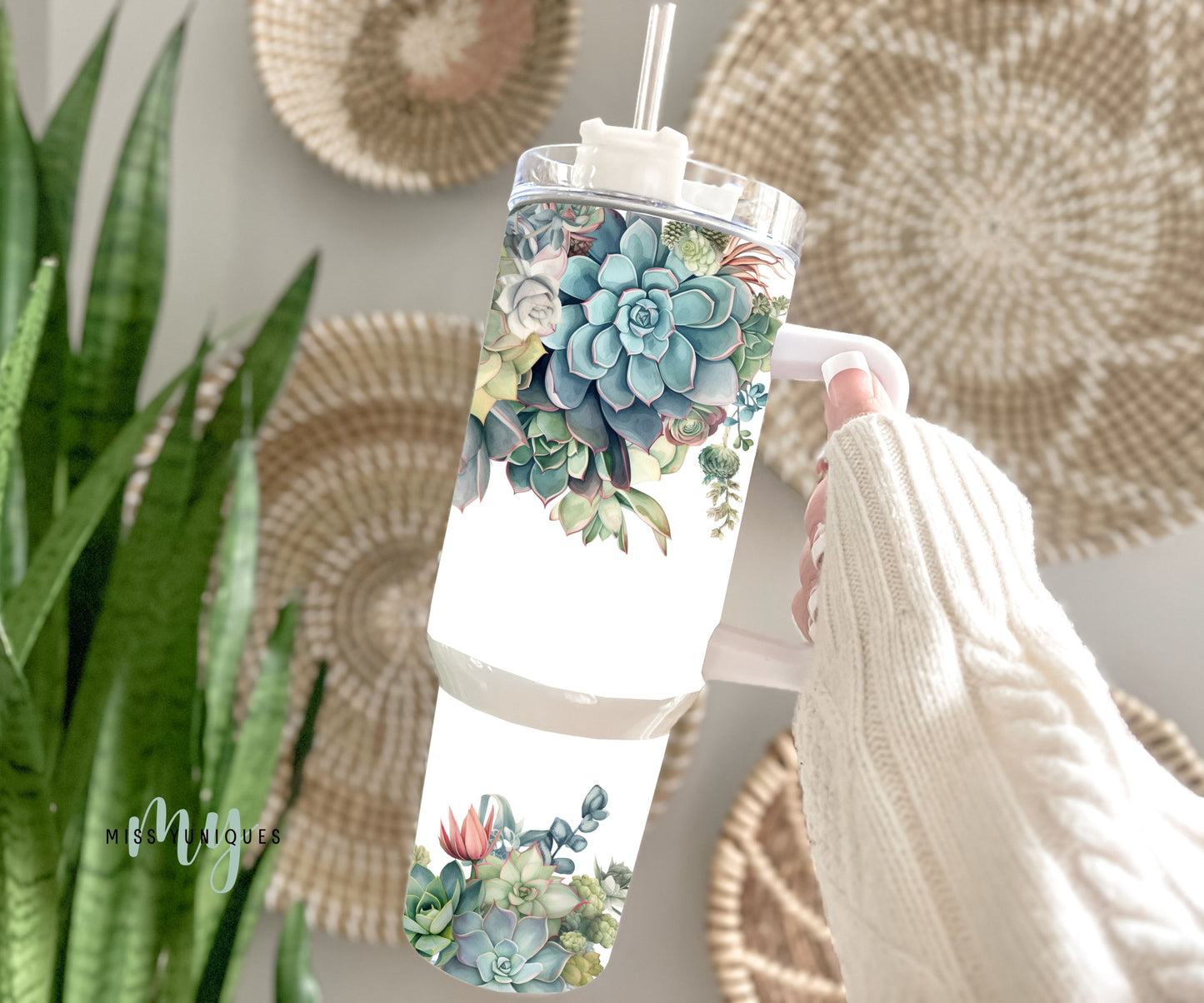 Personalised 40oz Tumbler Succulent Plant