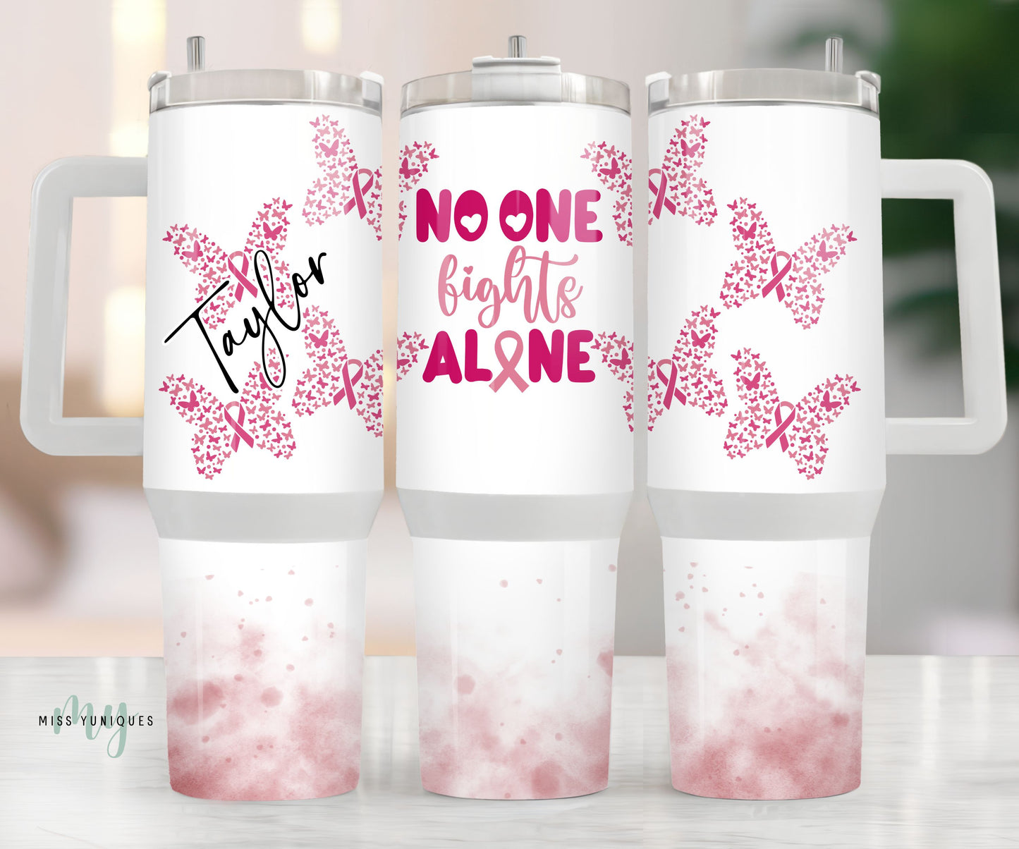 Personalised 40oz Tumbler Pink Cancer