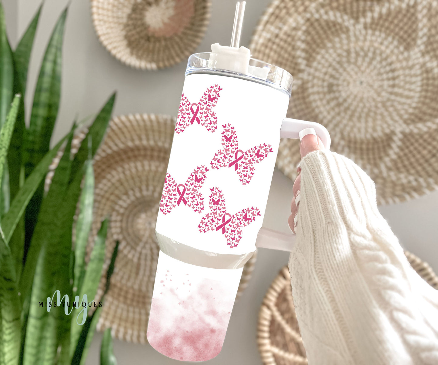 Personalised 40oz Tumbler Pink Cancer