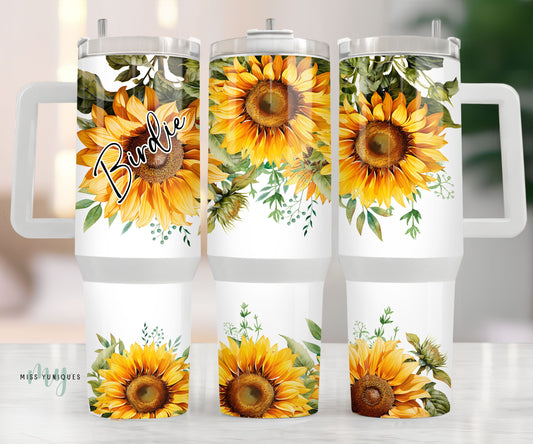 Personalised 40oz Tumbler Sunflowers