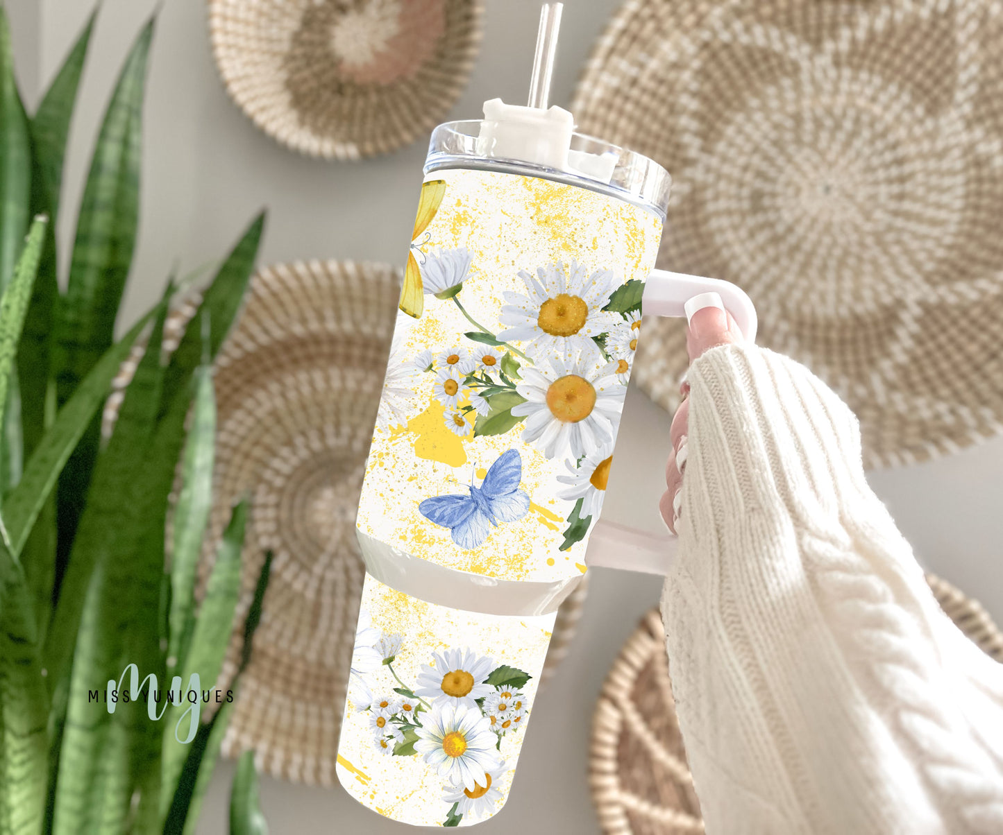 Personalised 40oz Tumbler Yellow Daisy