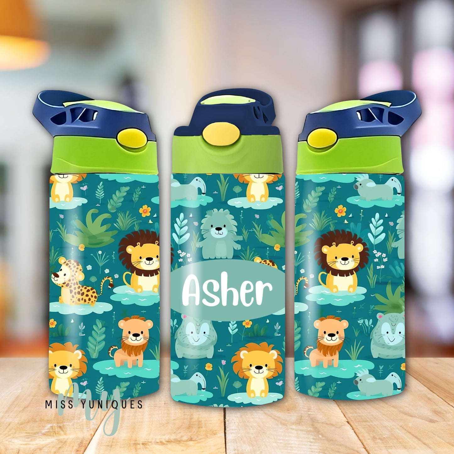 Personalised Safari Animal Kids Drink Water Bottle