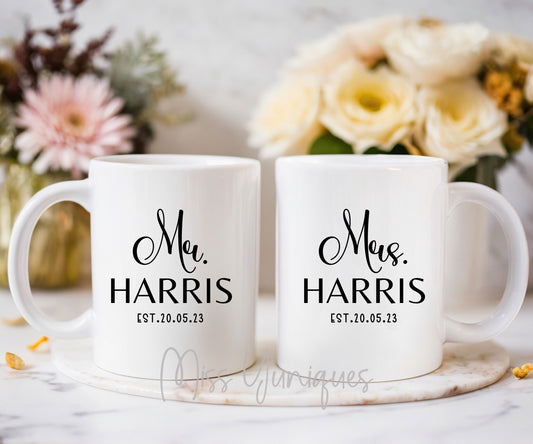 Couple Mug Set, Hubby Wifey Mug Set, Mr & Mrs Mug Set, Married Couple Mug Set, Cute Couple Mug Set, Valentine Mug Set.