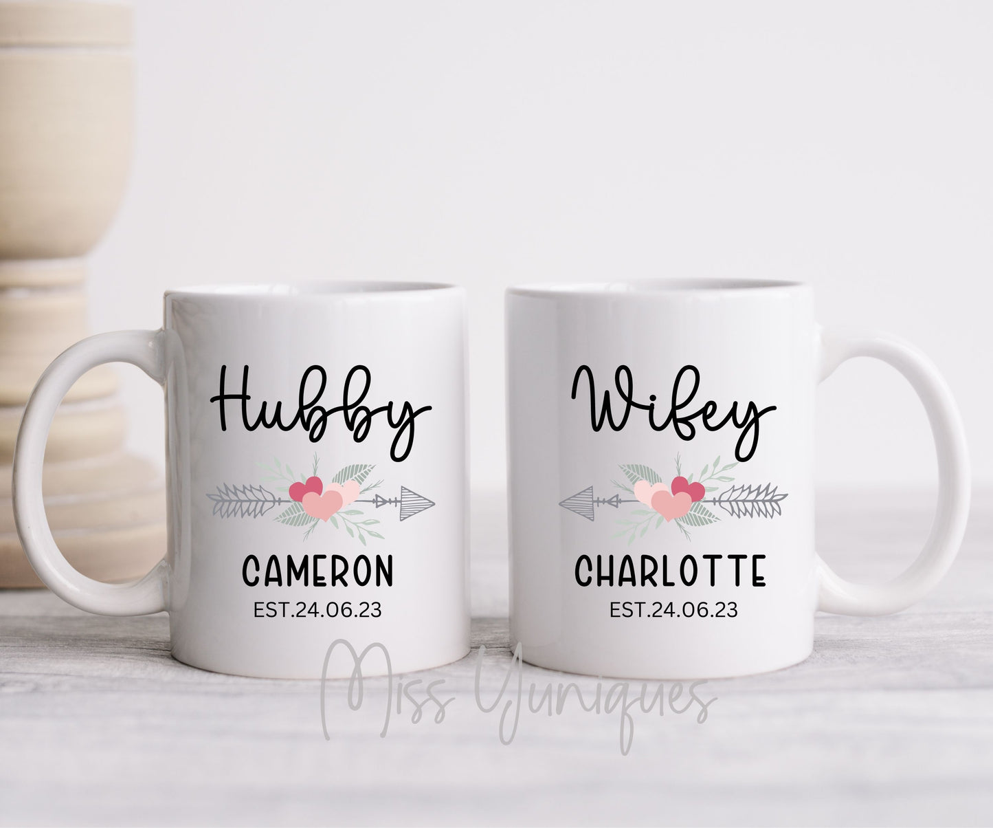 Couple Mug Set, Hubby Wifey Mug Set, Mr & Mrs Mug Set, Married Couple Mug set, Cute Couple Mug Set, Valentine Mug Set.