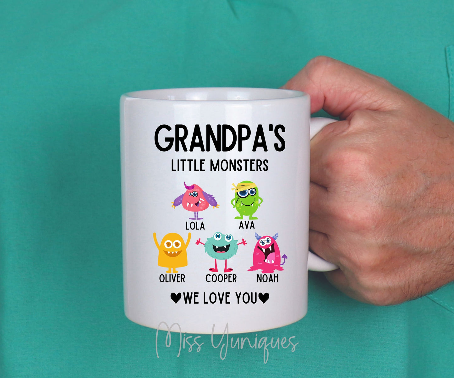 Father's Day Mug, Grandpa's Little Monsters Mug, Monsters Mugs, Cute Grandpa's Mugs