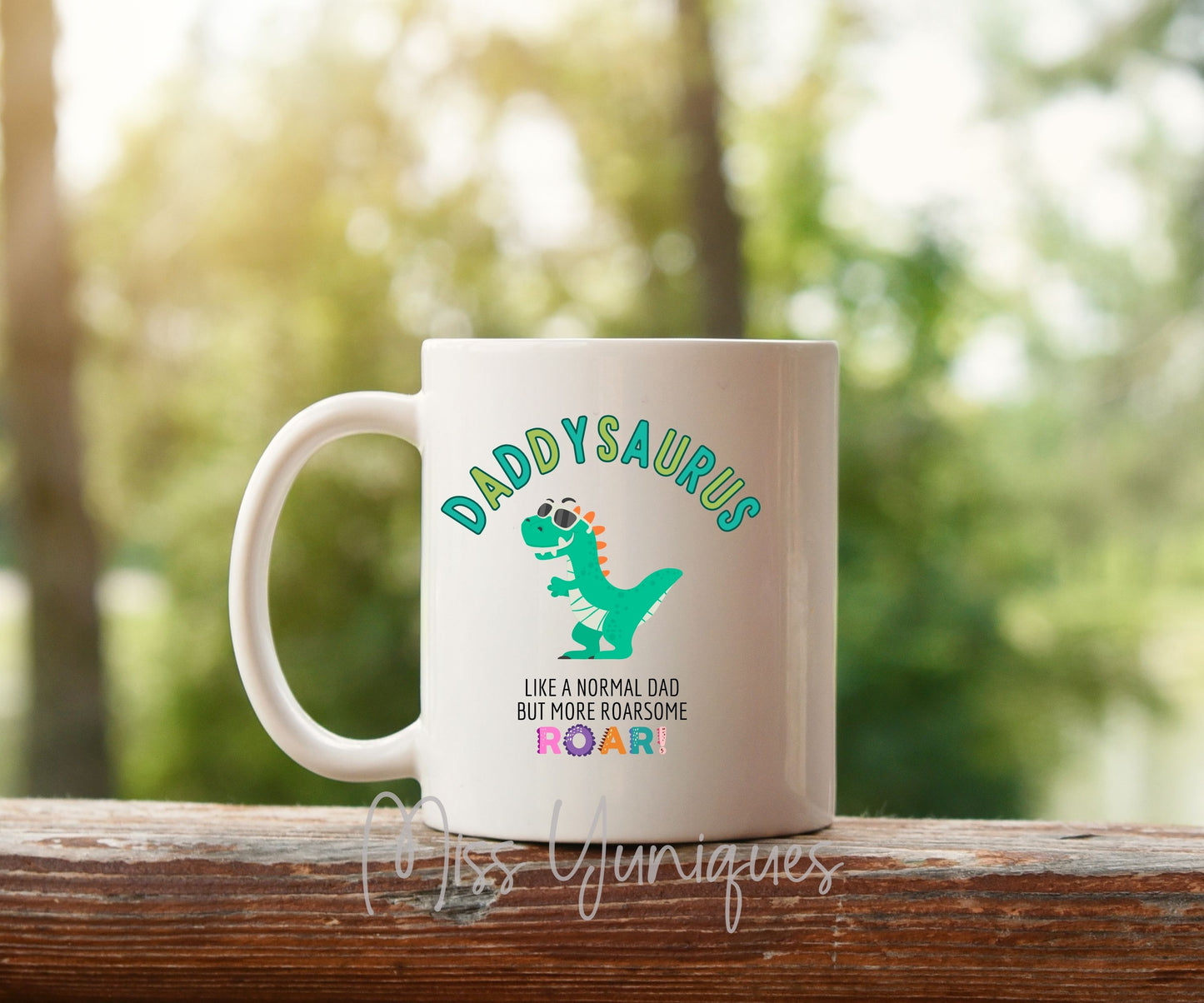 Father's Day Mug. Daddysaurus White Ceramic Mug.