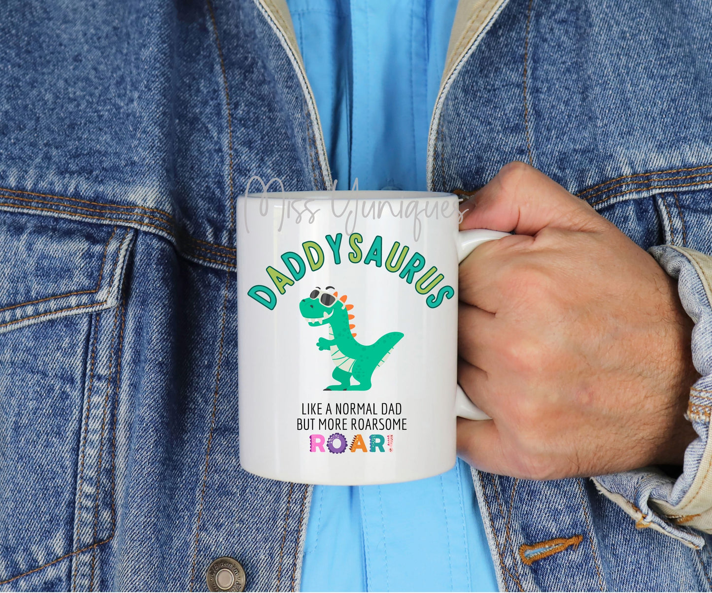 Father's Day Mug. Daddysaurus White Ceramic Mug.