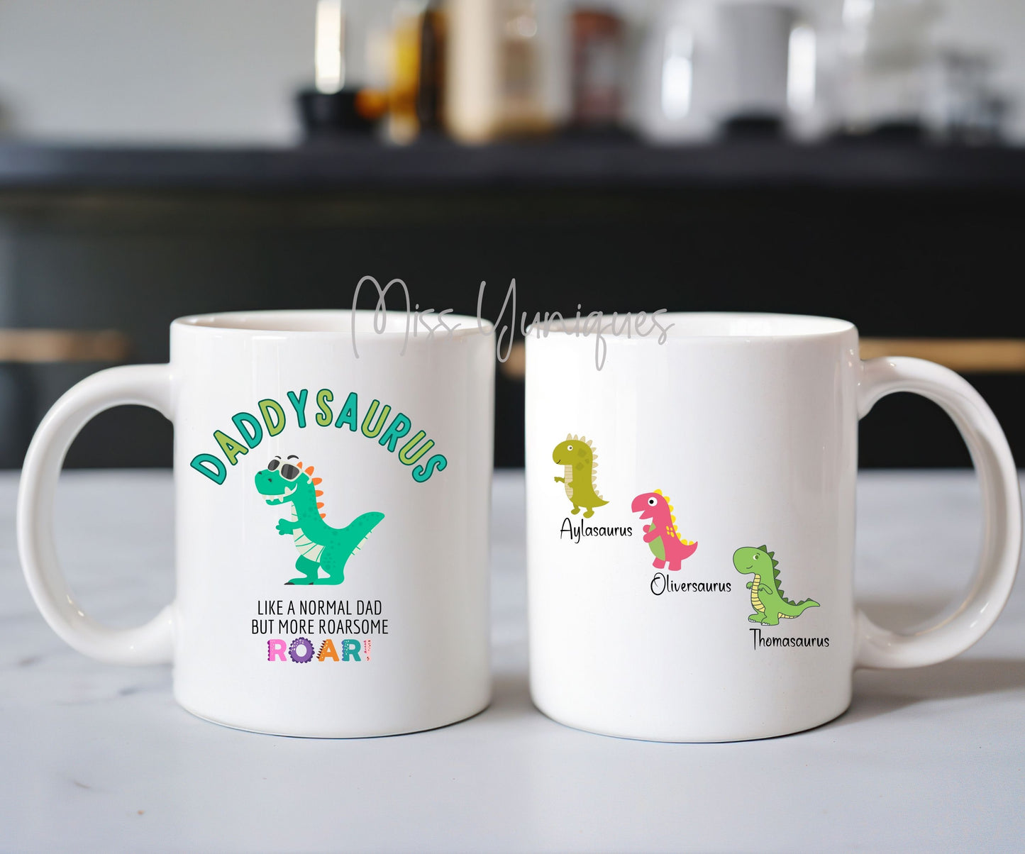 Father's Day Mug. Daddysaurus White Ceramic Mug.