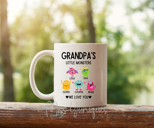 Father's Day Mug, Grandpa's Little Monsters Mug, Monsters Mugs, Cute Grandpa's Mugs