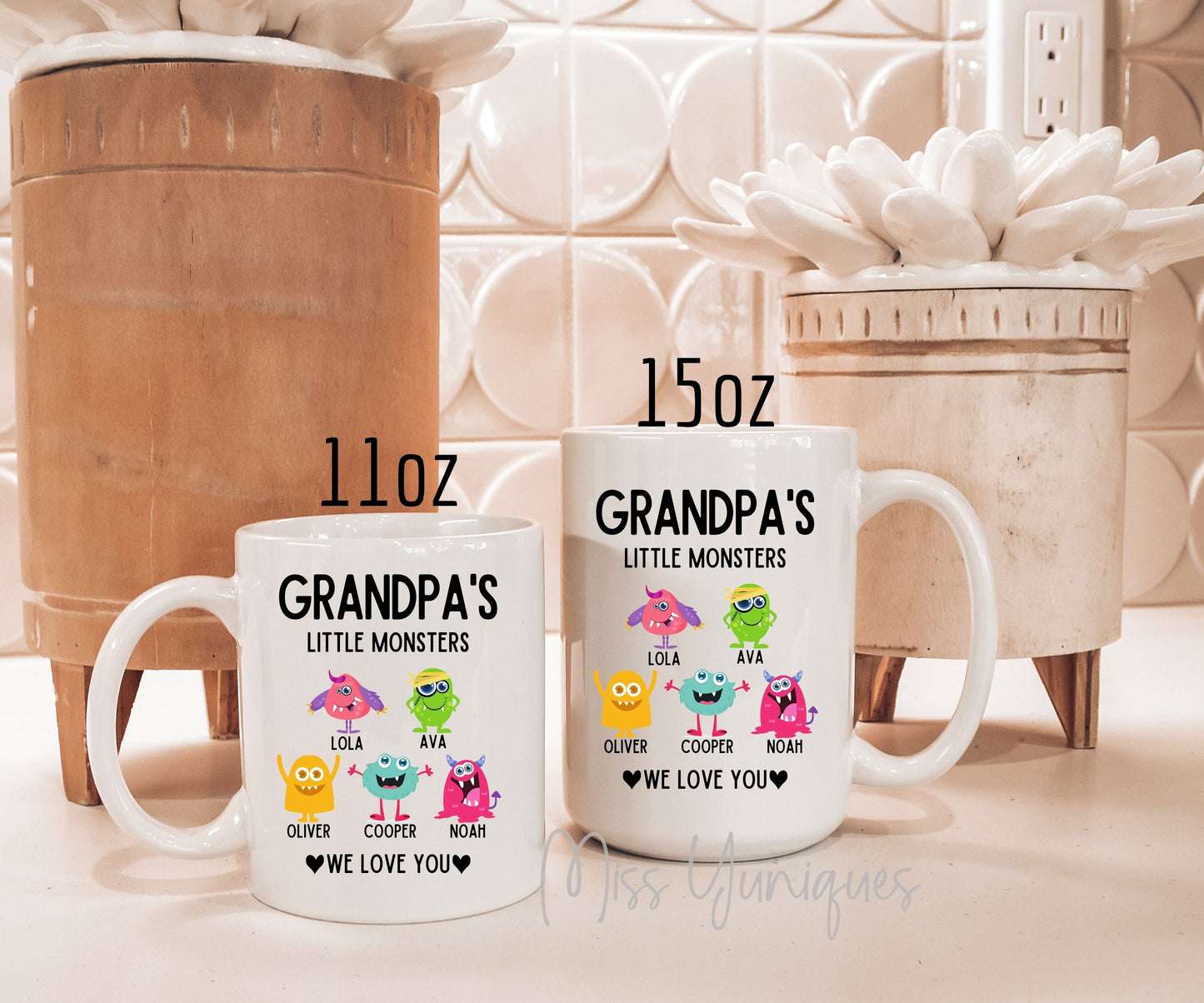 Father's Day Mug, Grandpa's Little Monsters Mug, Monsters Mugs, Cute Grandpa's Mugs