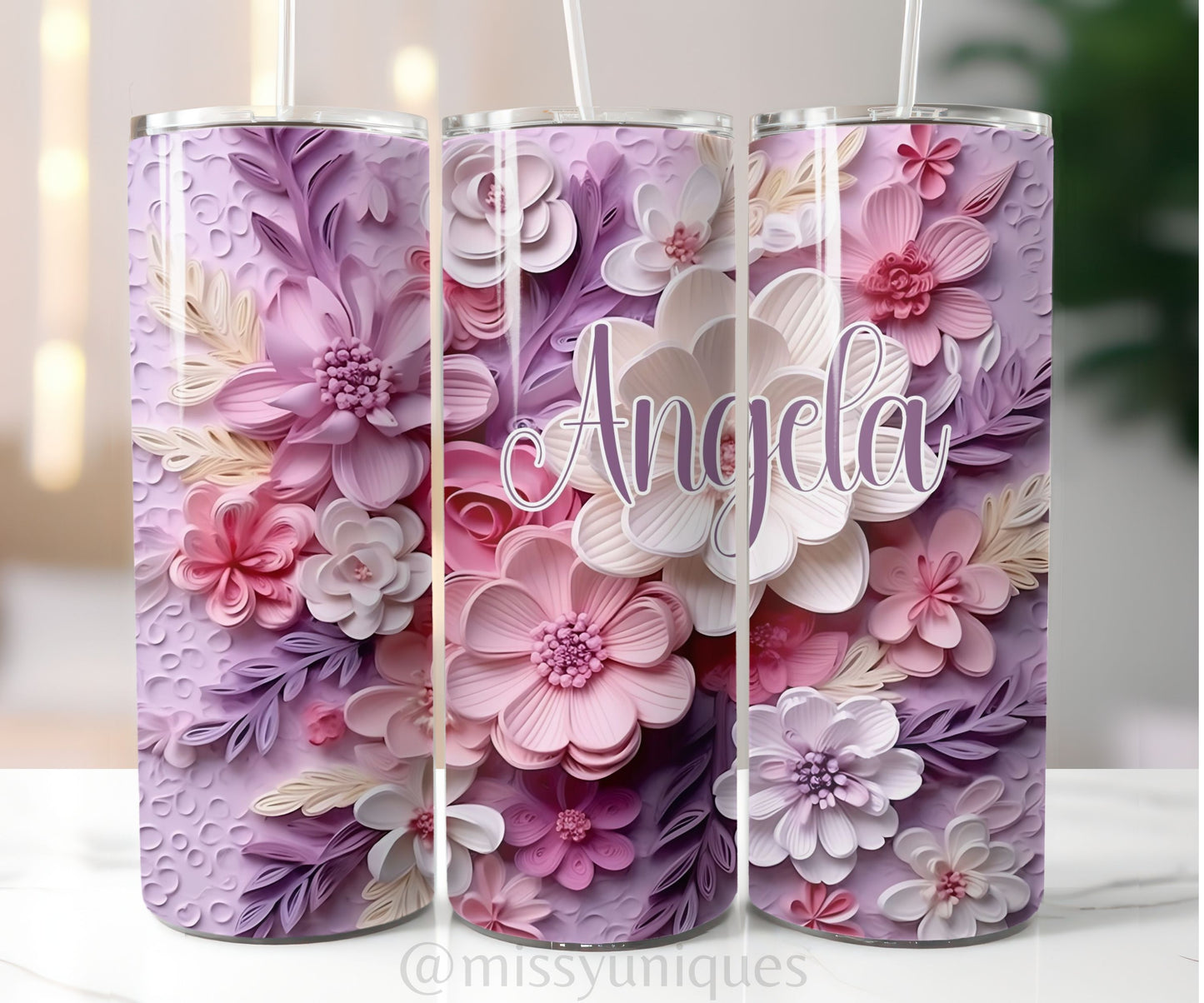 Personalised 3D Floral Tumbler