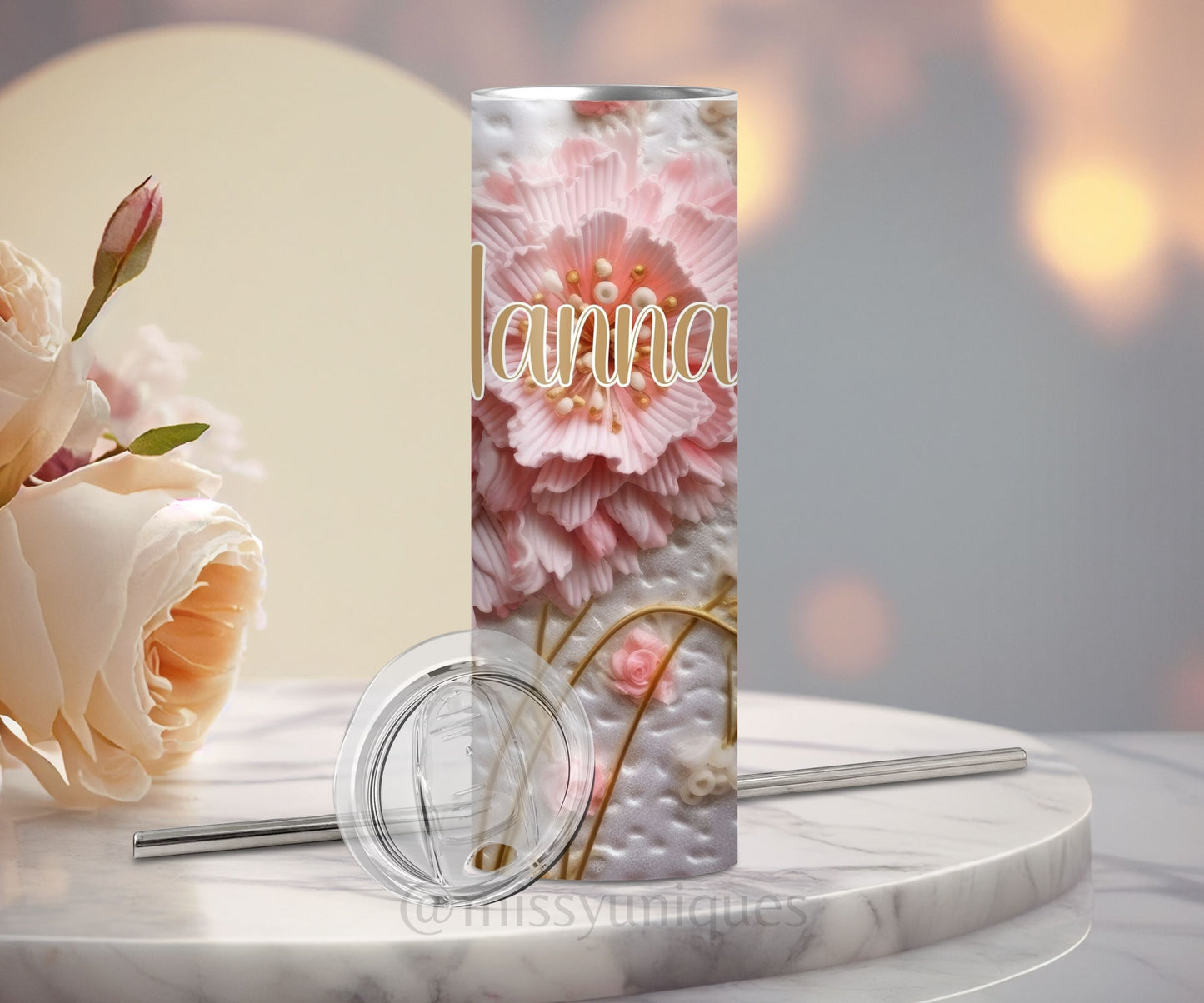 Personalised 3D Floral Tumbler