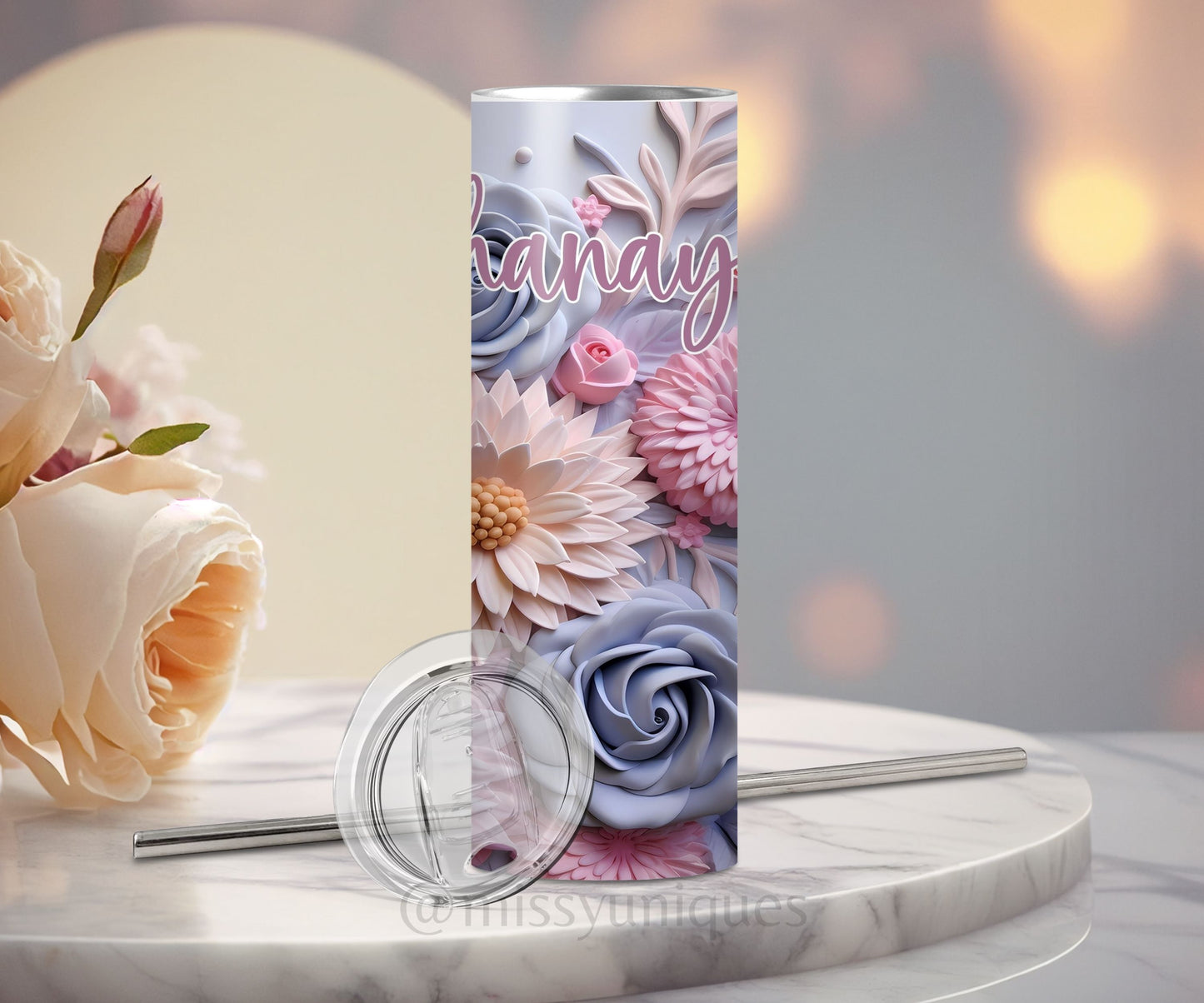 Personalised 3D Floral Tumbler