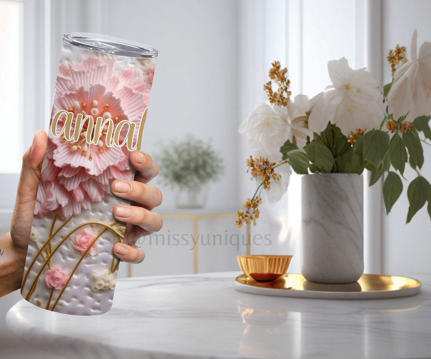 Personalised 3D Floral Tumbler