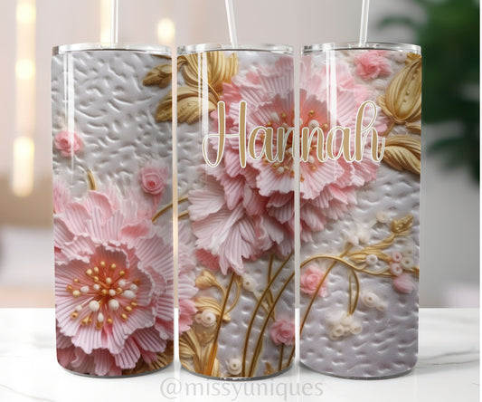 Personalised 3D Floral Tumbler