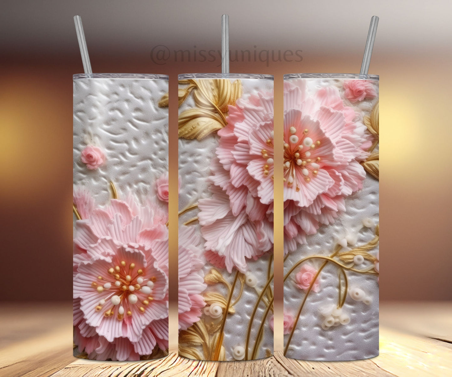 Personalised 3D Floral Tumbler