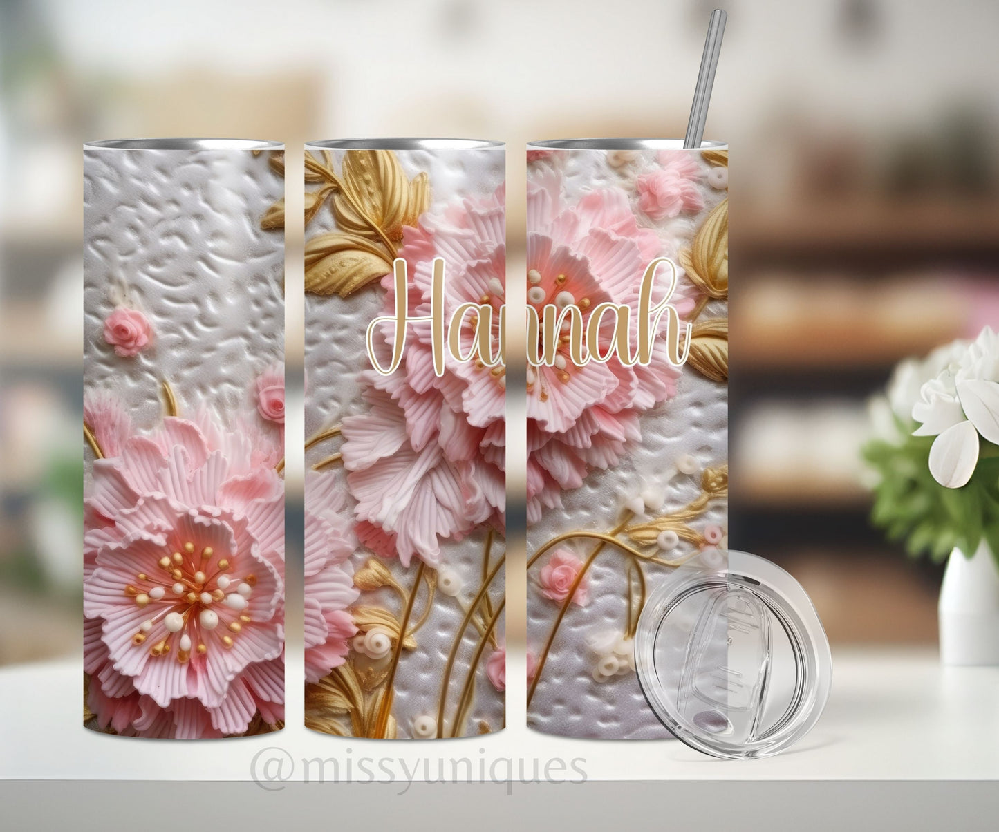 Personalised 3D Floral Tumbler