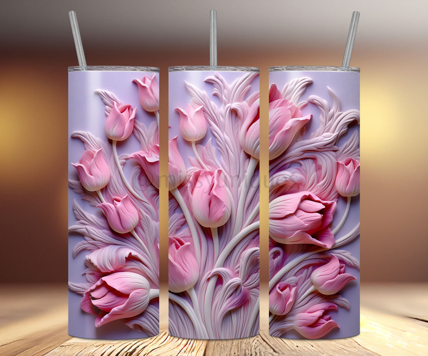 Personalised 3D Tulips Tumbler