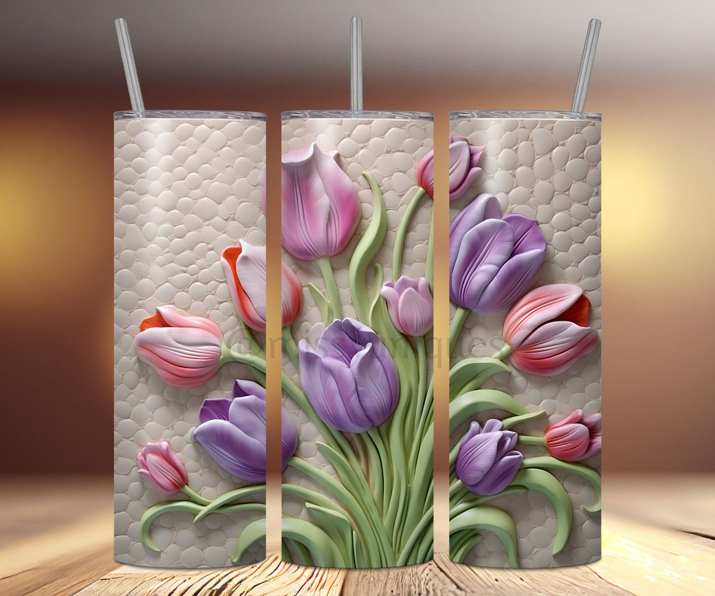 Personalised 3D Tulips Floral Tumbler