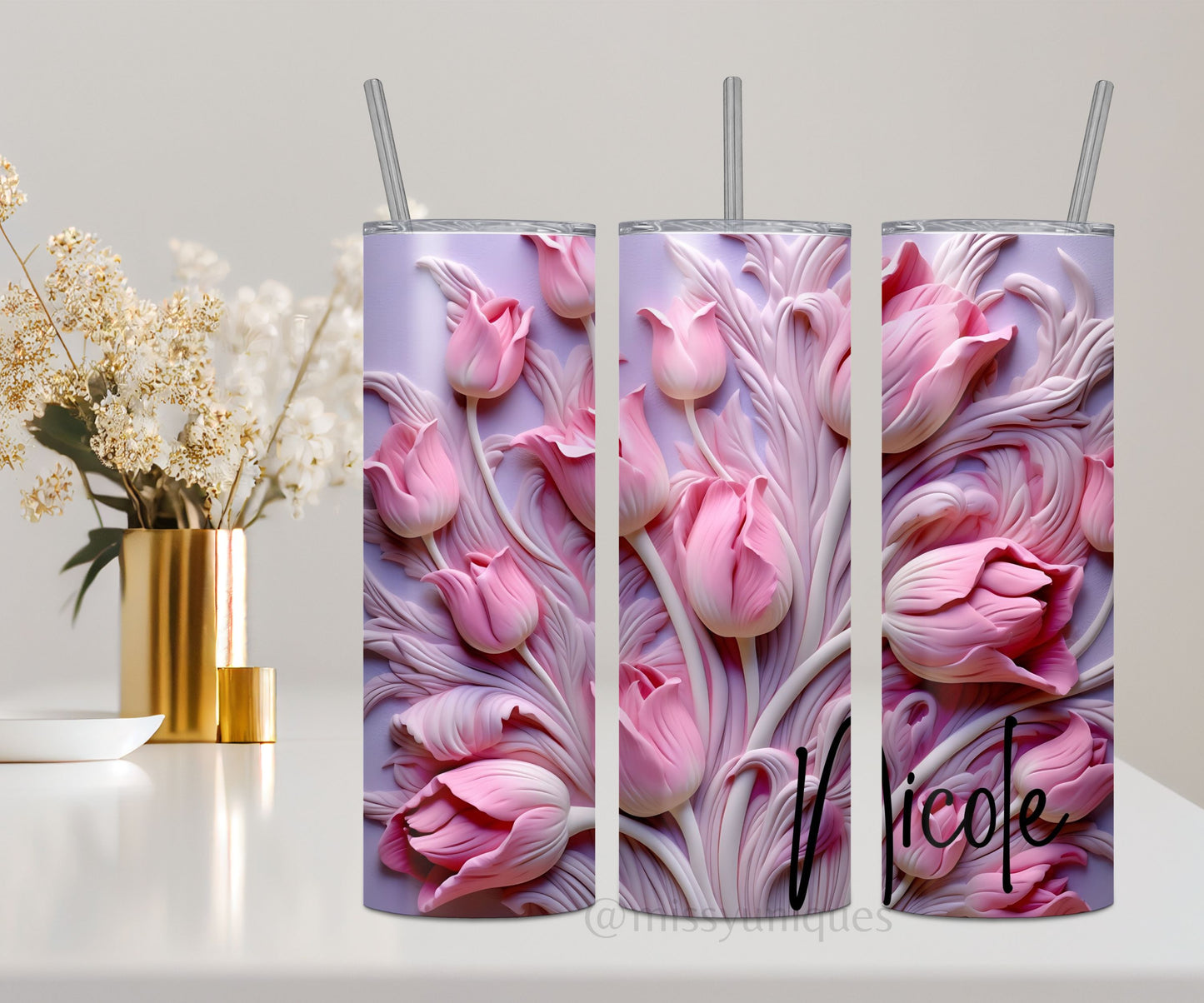 Personalised 3D Tulips Tumbler