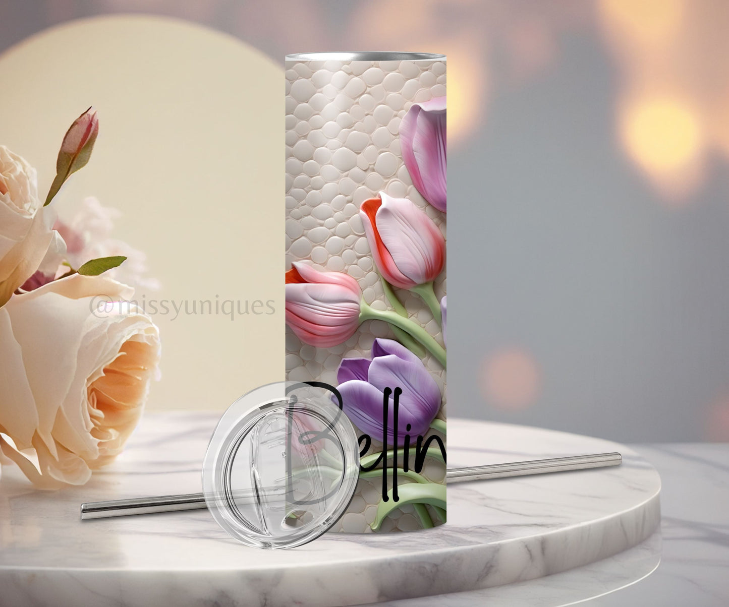 Personalised 3D Tulips Floral Tumbler