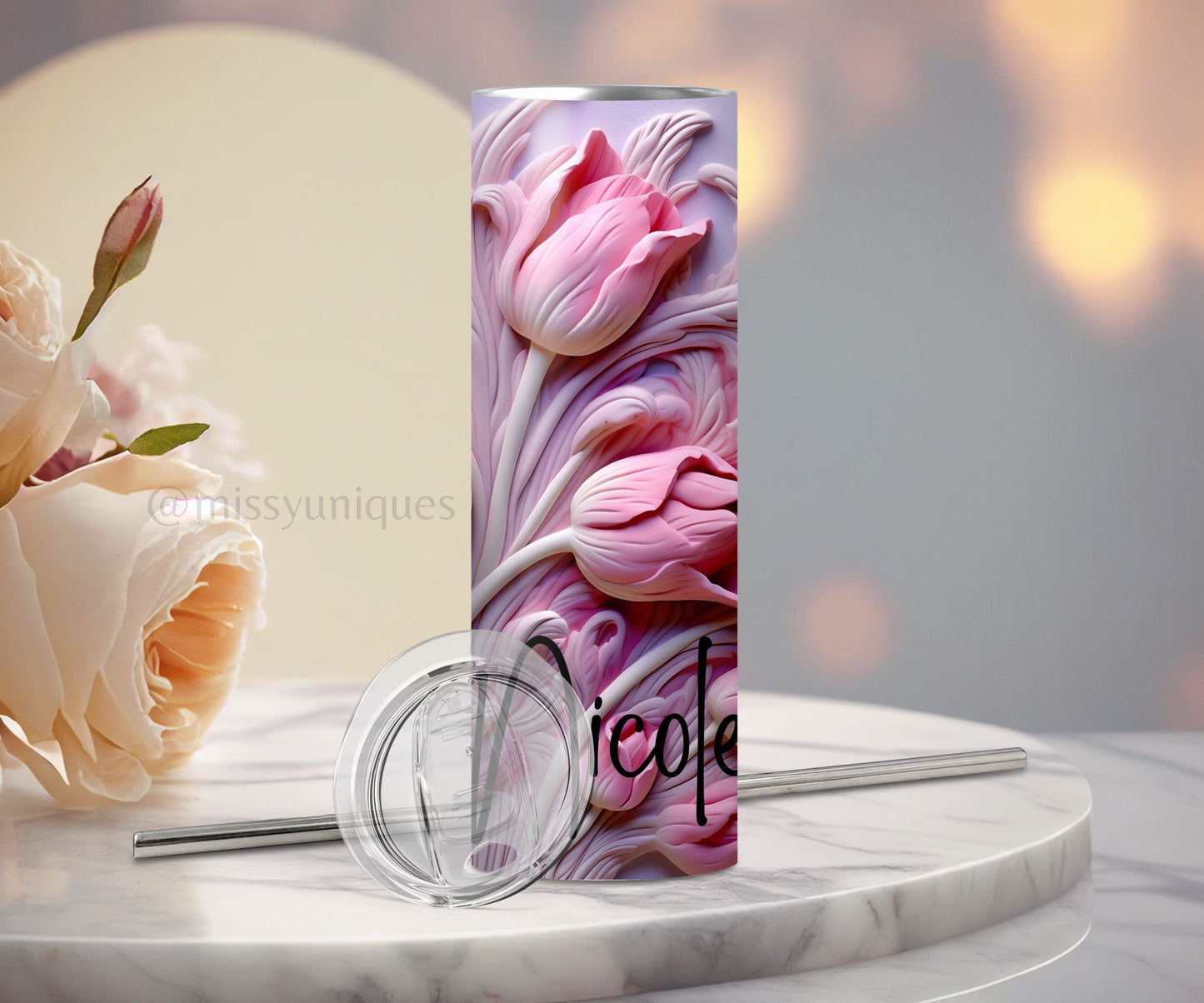 Personalised 3D Tulips Tumbler