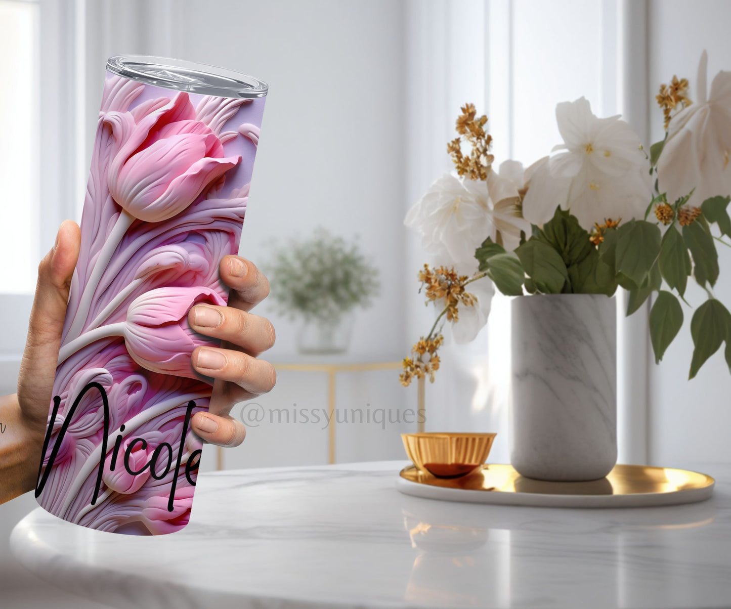 Personalised 3D Tulips Tumbler