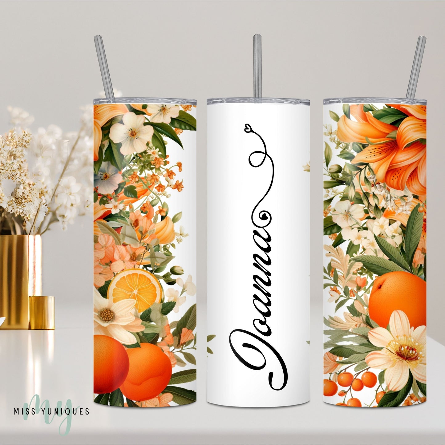 Personalised Floral Flower Tumbler