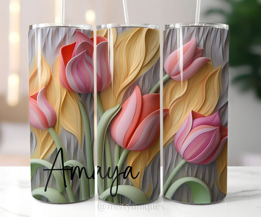 Personalised 3D Tulips Floral Tumbler