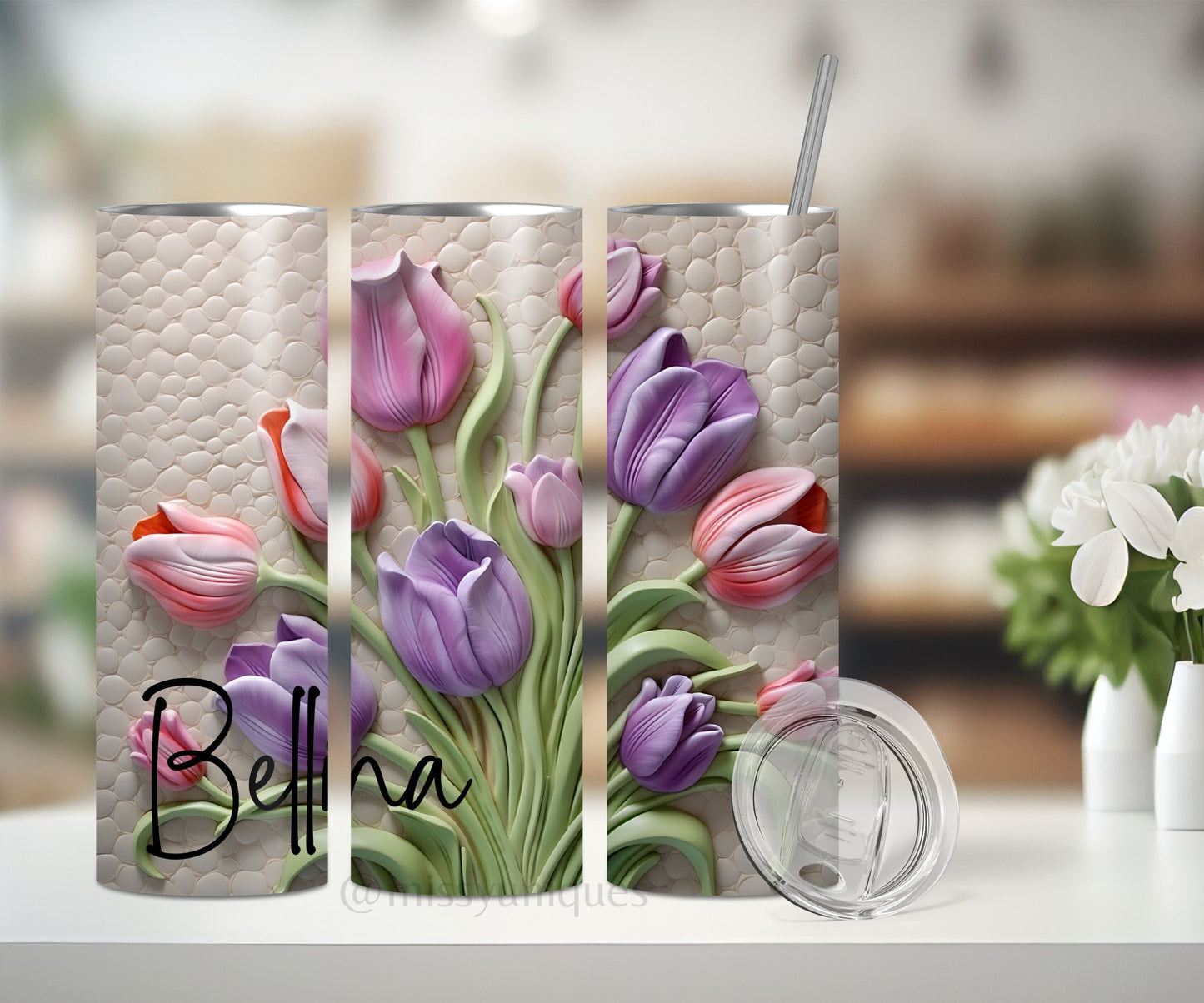 Personalised 3D Tulips Floral Tumbler