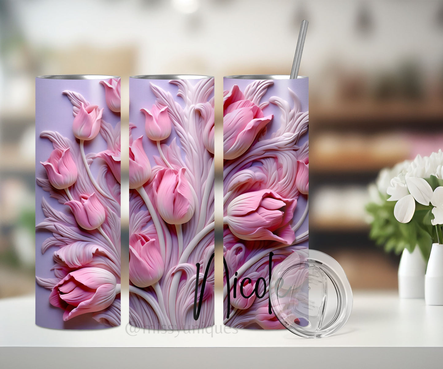 Personalised 3D Tulips Tumbler