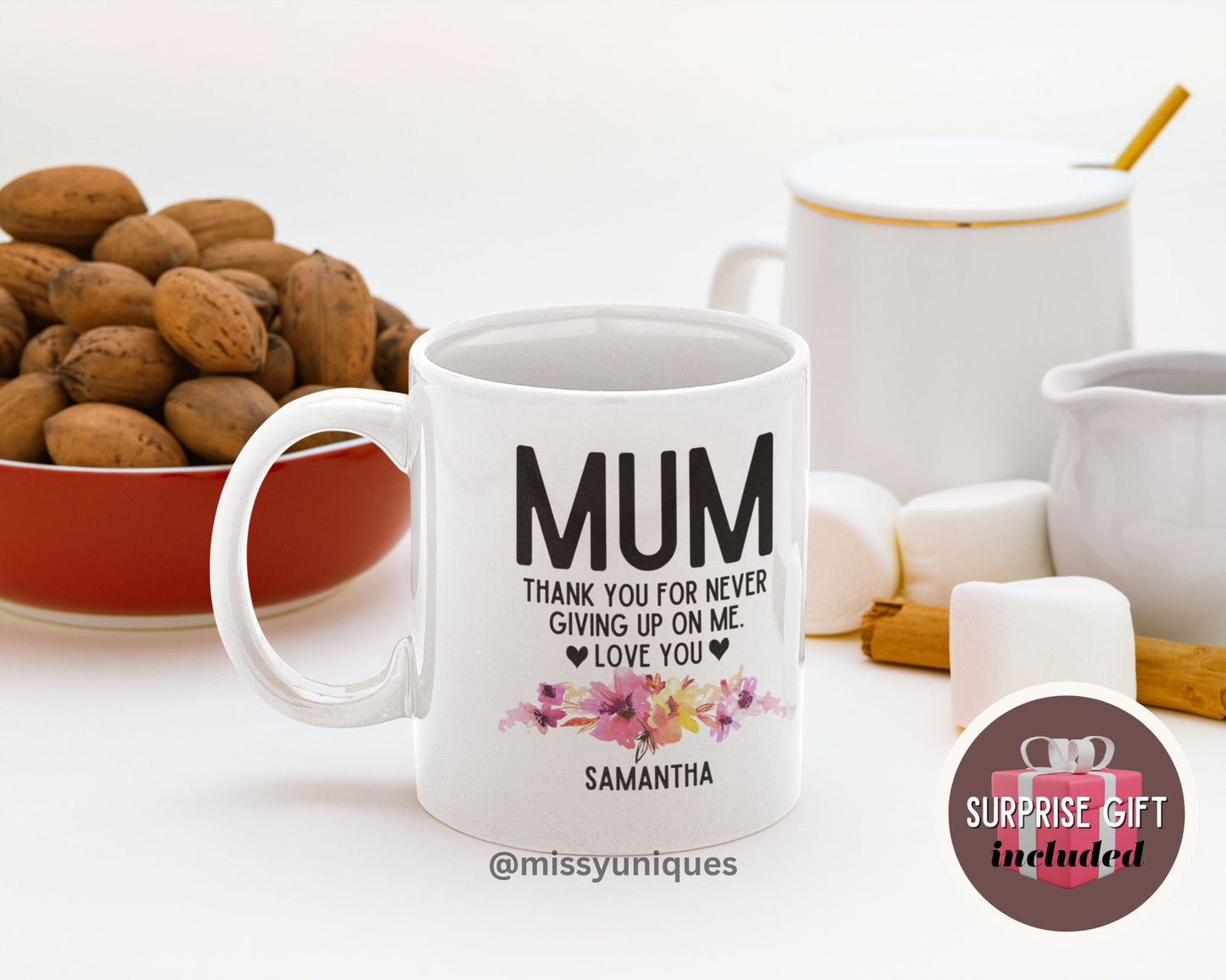 Personalised Mother's Day Love You Mum Mug. Personalized Mom Birthday Gift. Mama Mommy Mum. Custom Gifts