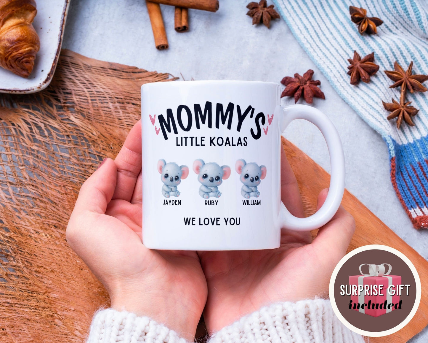 Mother's Day Koala Australian Native Animal Personalised Mug. Personalized Mom Birthday Gift. Mama Mommy Mum.