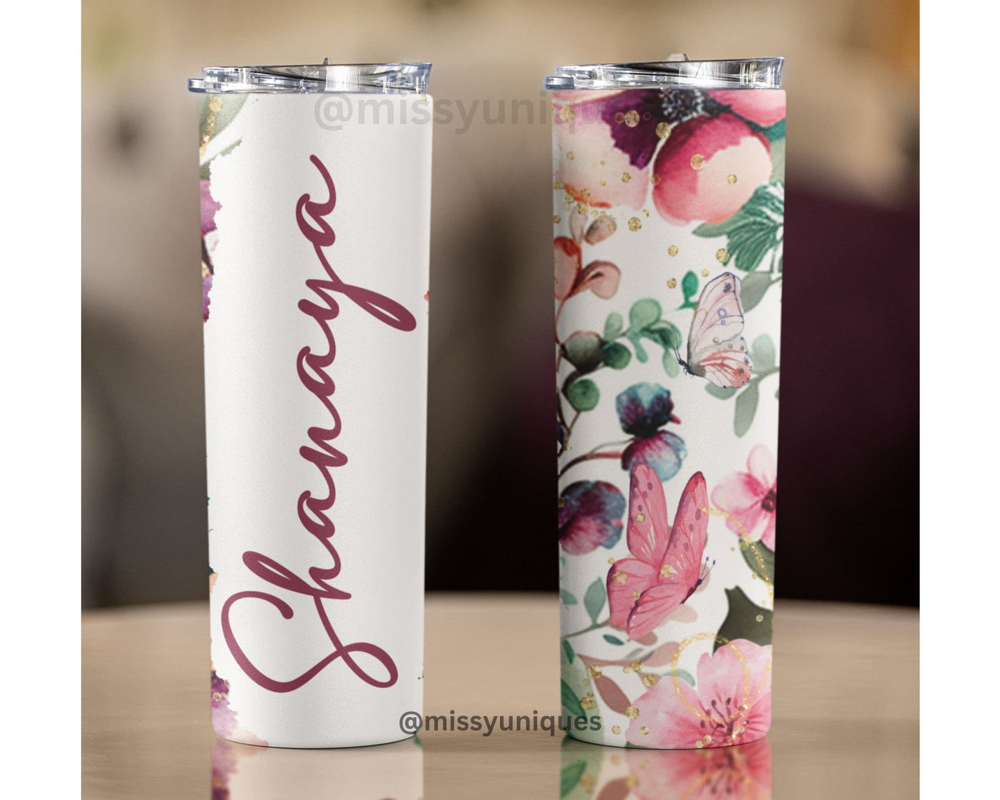 Personalised Flower Tumbler.