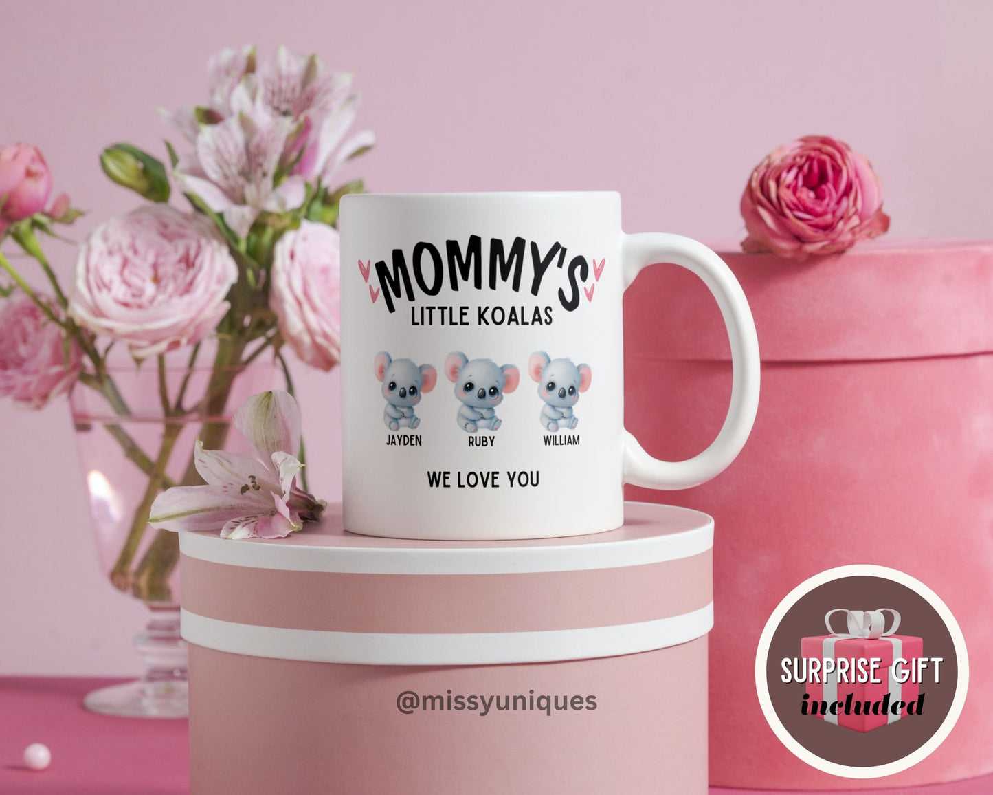 Mother's Day Koala Australian Native Animal Personalised Mug. Personalized Mom Birthday Gift. Mama Mommy Mum.