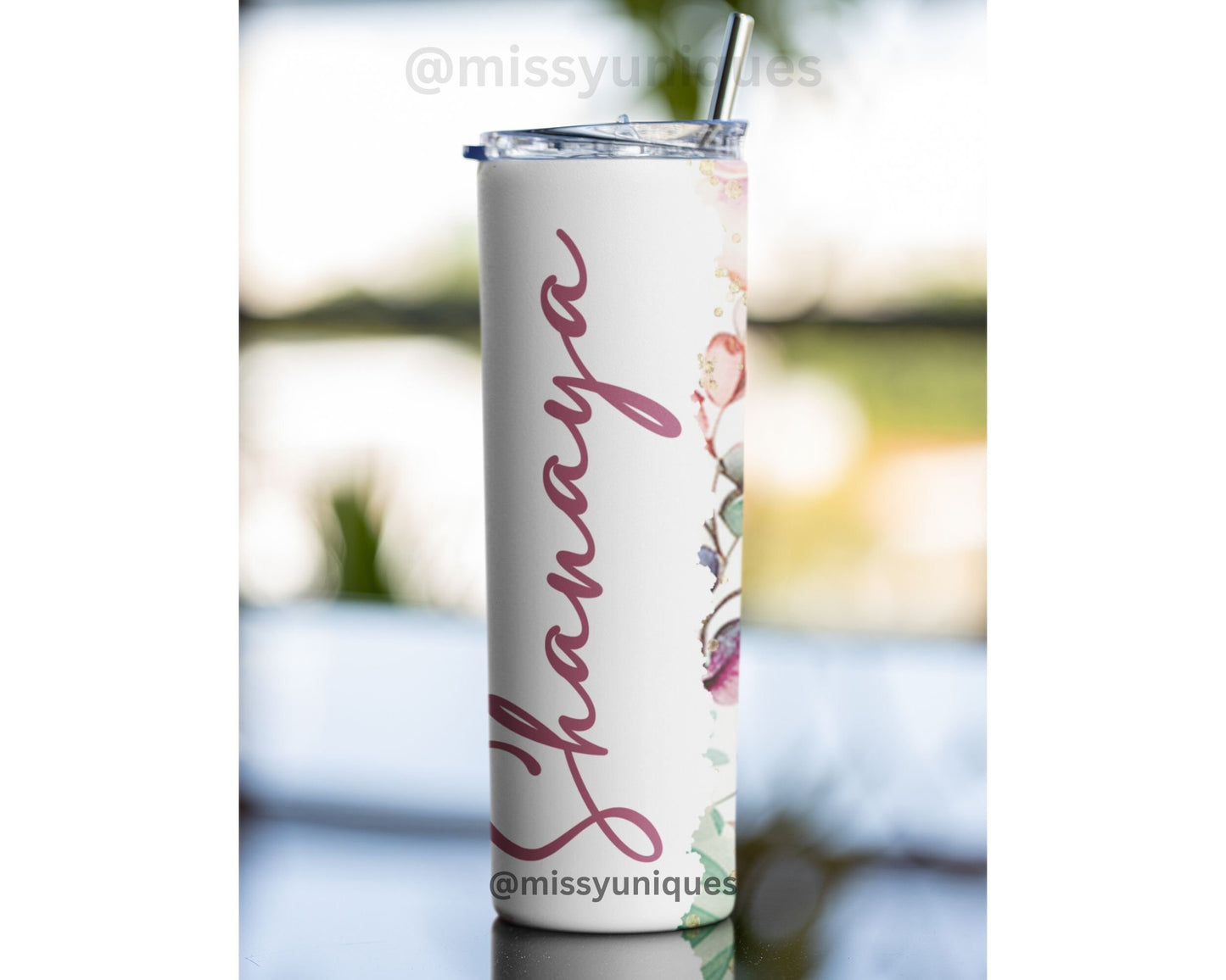 Personalised Flower Tumbler.